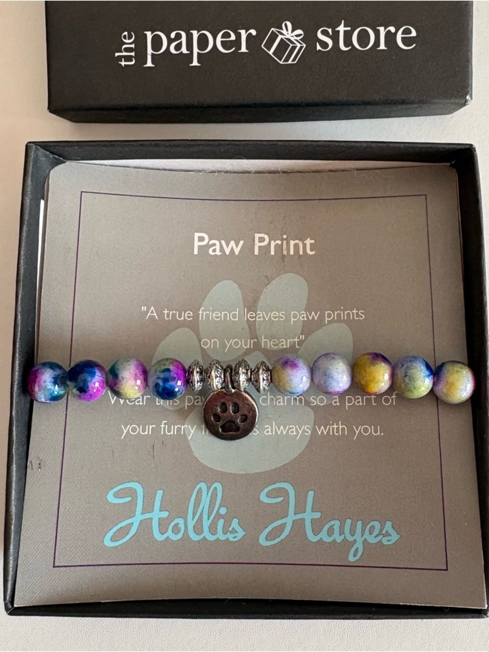 Hollis Hayes Multicolor Paw Print Beaded Bracelet